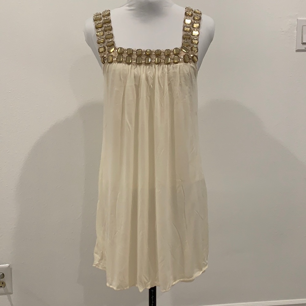 Bordeaux cream beaded strap dress NWOT sz M